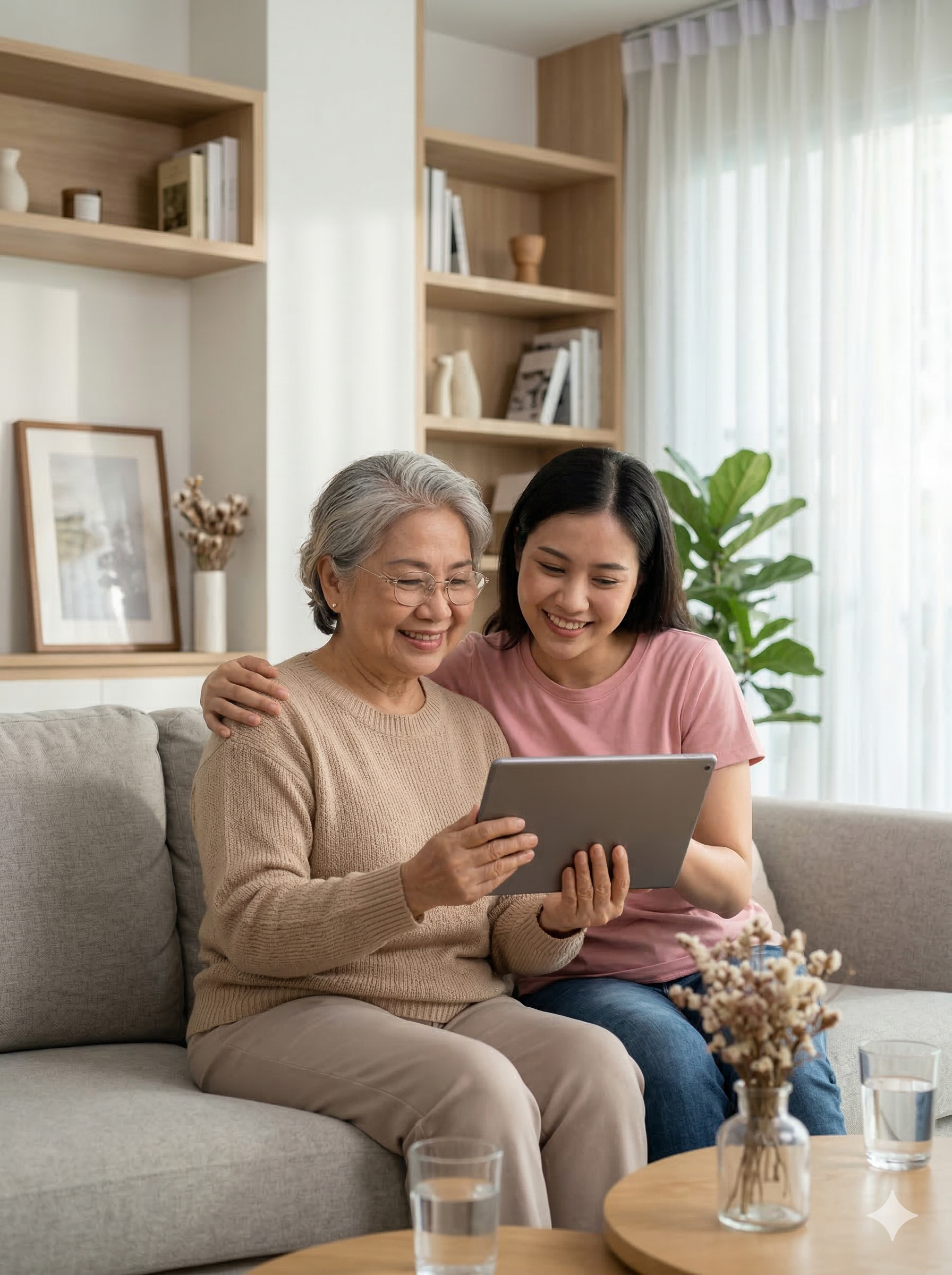 Hestia Care app dashboard showing medications, tasks, and check-ins